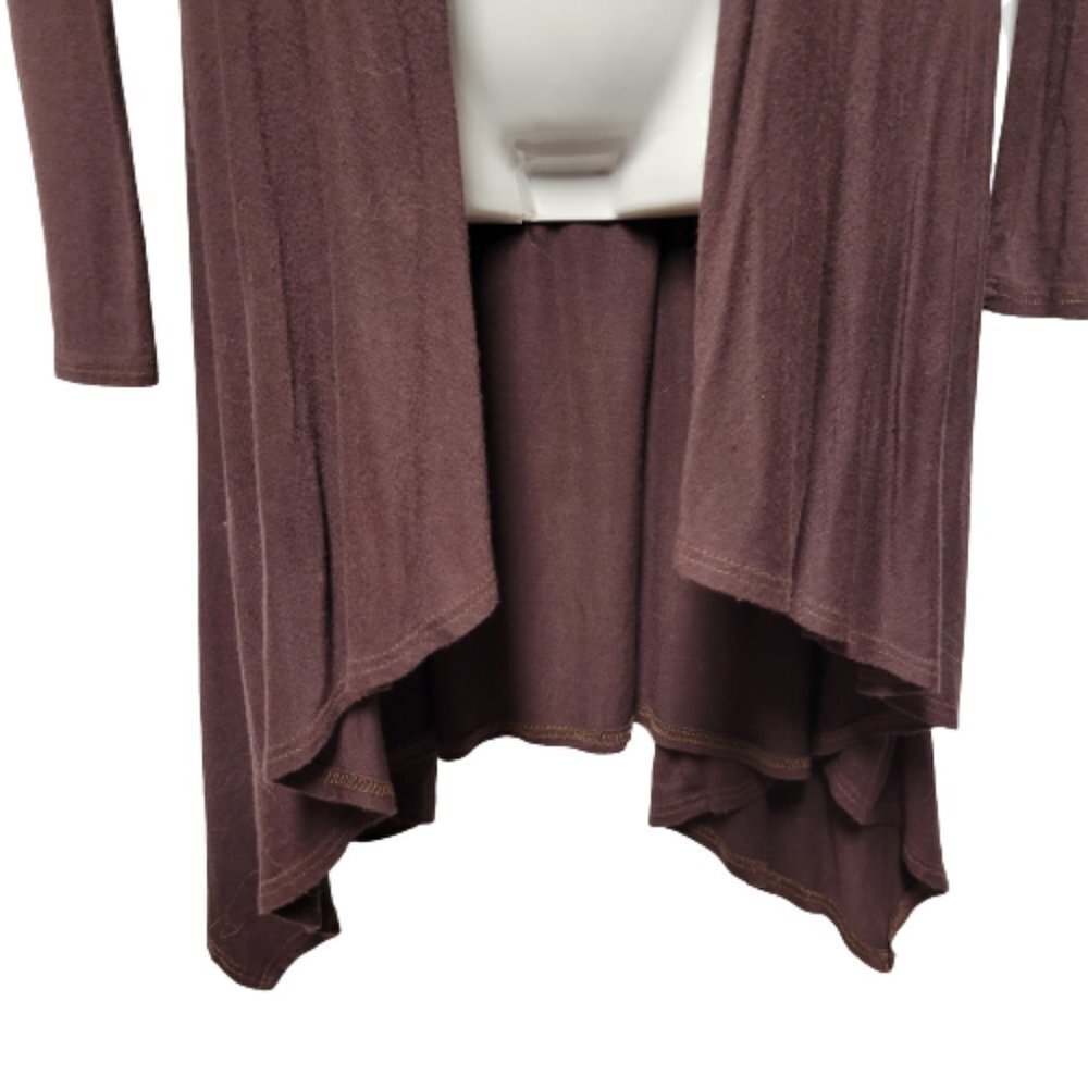 BROWN Long Cardigan Jacket Open Front Sweater Coat Cover Up - Size M - Picture 7 of 8